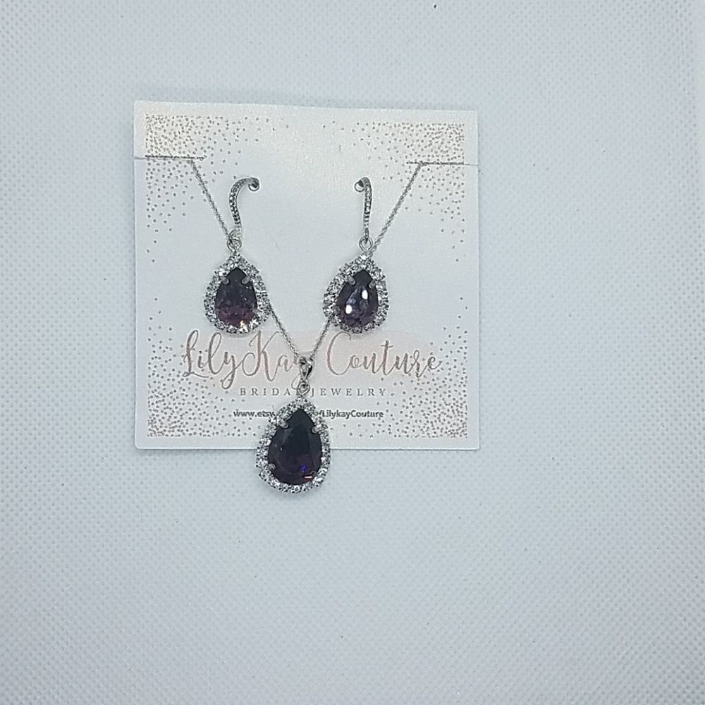 NWT Lily Kay Couture Purple Bridal Jewelry